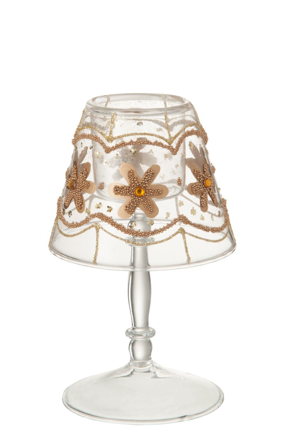 Skleněný svícen ve tvaru stolní lampičky - 10*10*18 cm J-Line by Jolipa - LaHome - vintage dekorace