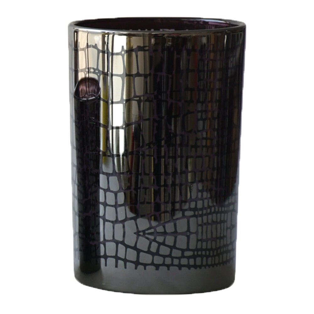 Černý lesklý skleněný svícen Mosa s mozaikou - 12*12*18cm Mars & More - LaHome - vintage dekorace