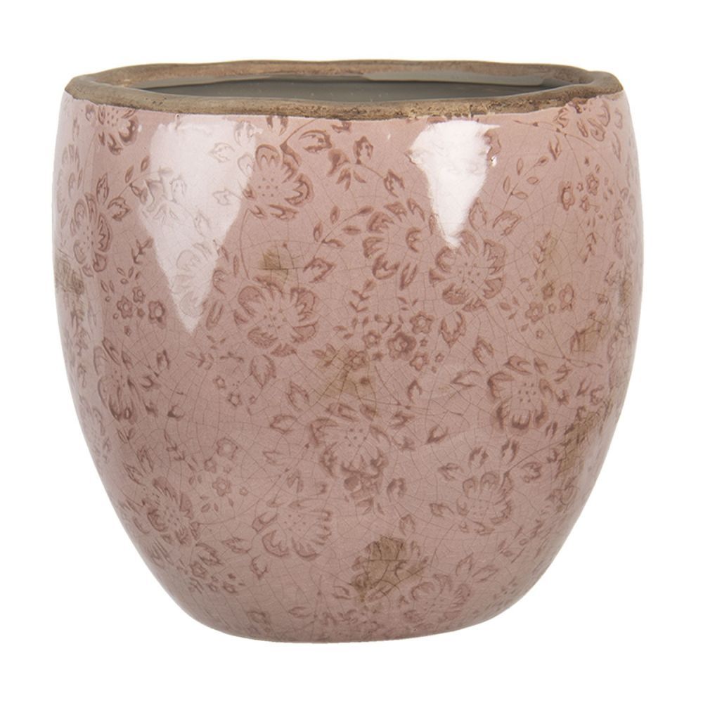 Růžový keramický květináč s popraskáním Alessia M - Ø 18*17 cm Clayre & Eef - LaHome - vintage dekorace