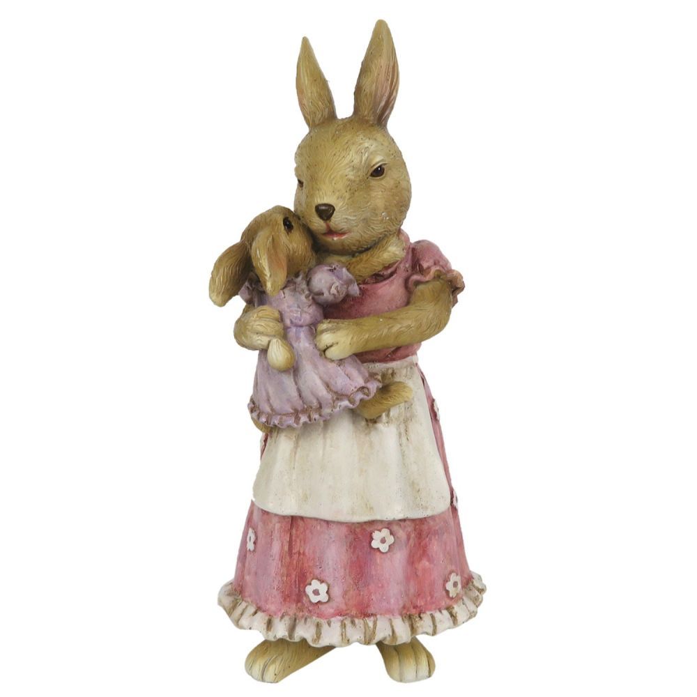 Velikonoční dekorace králíčí maminky s holčičkou - 8*7*19 cm Clayre & Eef - LaHome - vintage dekorace