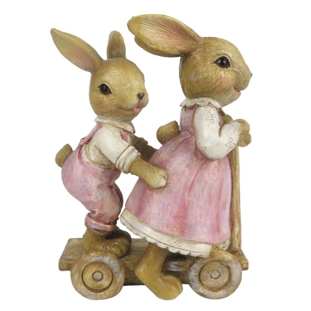 Velikonoční dekorace králíků na koloběžce - 8*4*11 cm Clayre & Eef - LaHome - vintage dekorace