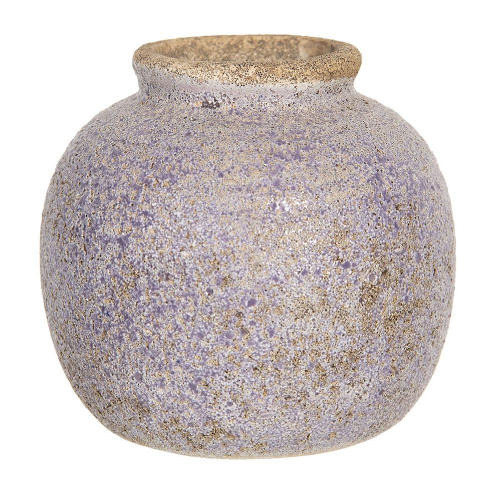 Retro váza s nádechem fialové a odřeninami - Ø 8*8 cm  Clayre & Eef - LaHome - vintage dekorace