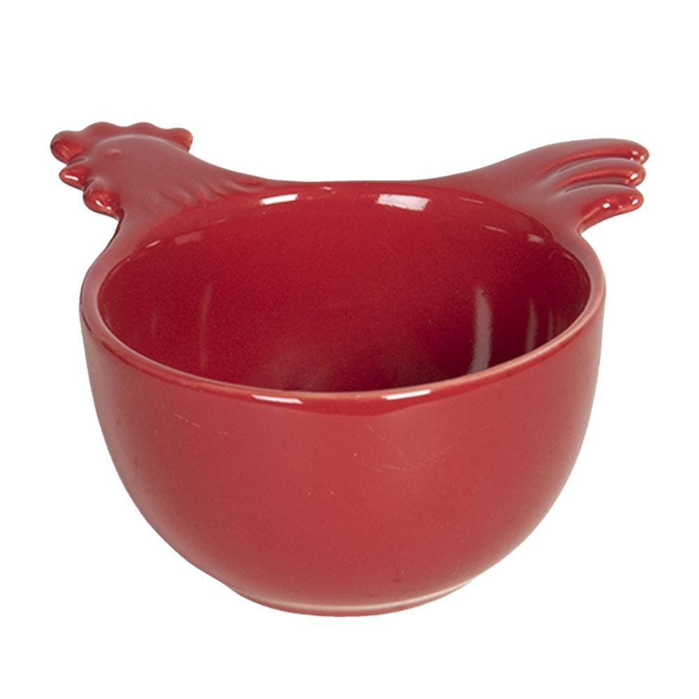 Červená keramická miska s kohoutkem - 11*11*6 cm Clayre & Eef - LaHome - vintage dekorace