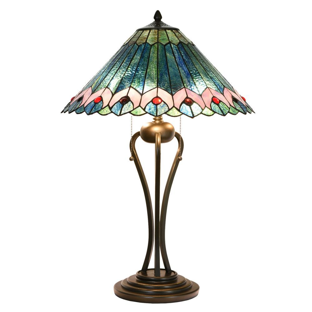 Stolní lampa Tiffany Émeraude – Ø 48*73 cm Clayre & Eef - LaHome - vintage dekorace