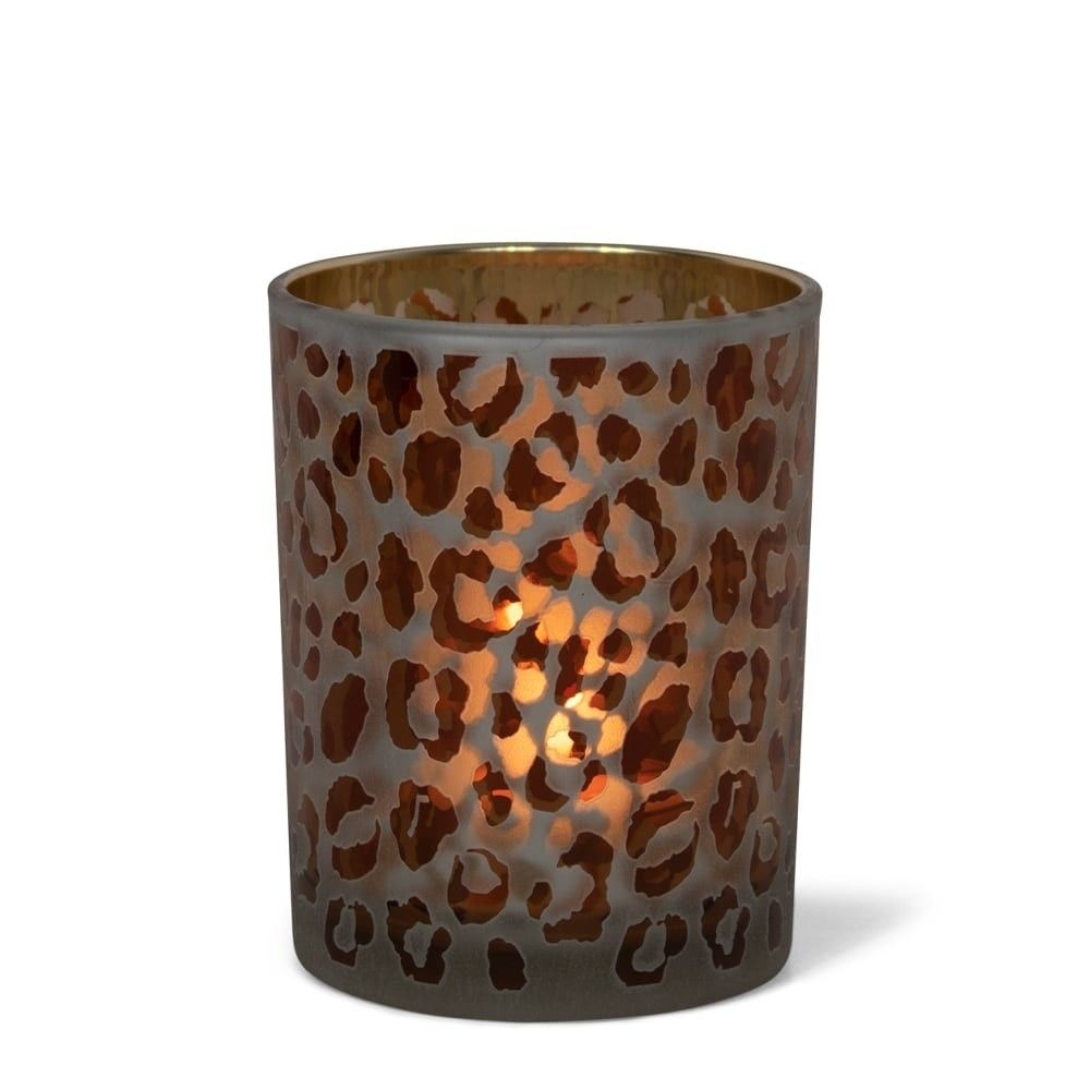 Skleněný svícen s motivem Leoparda L - 10*10*12cm Mars & More - LaHome - vintage dekorace