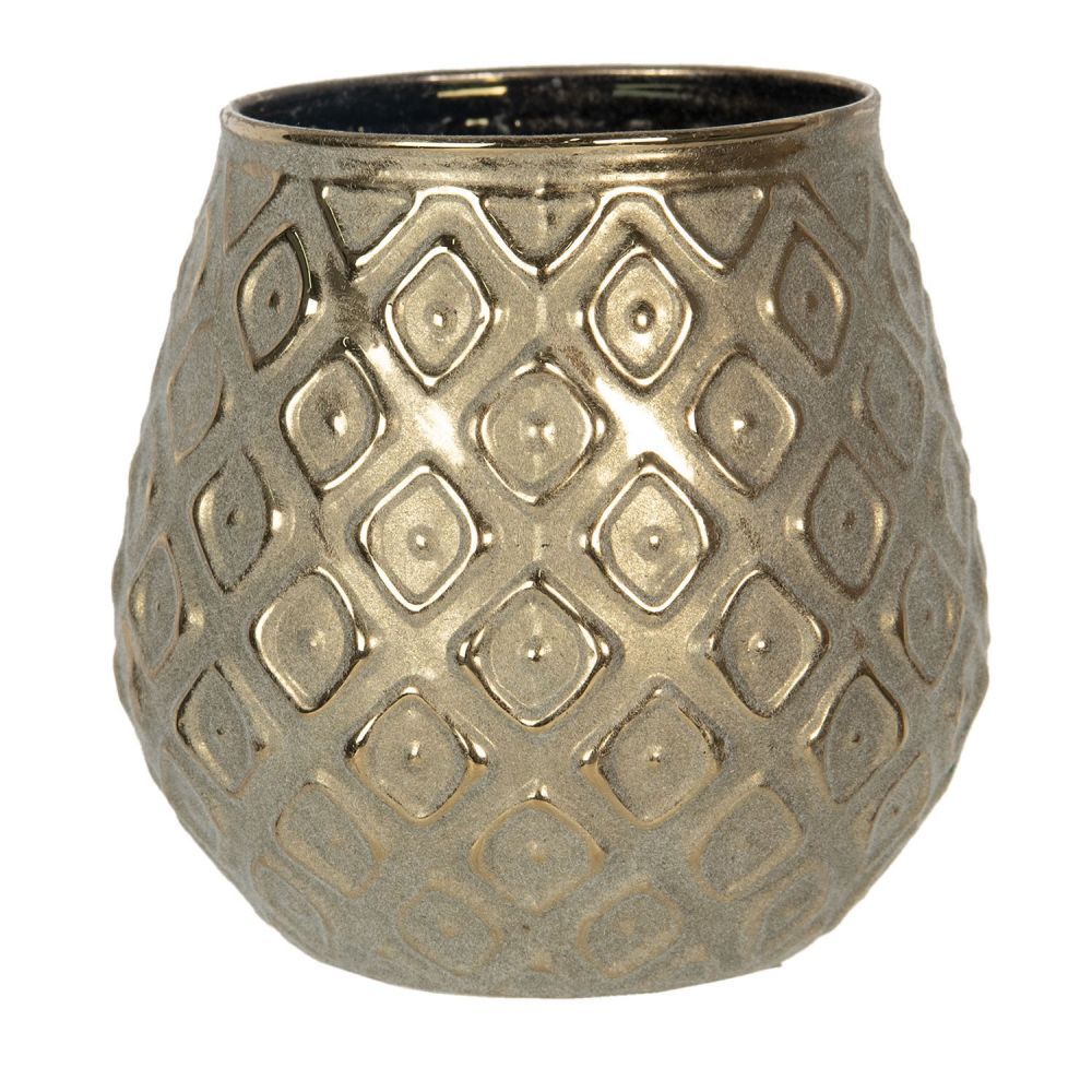 Kovový zlatý svícen na čajovou svíčku - Ø 10*10 cm Clayre & Eef - LaHome - vintage dekorace