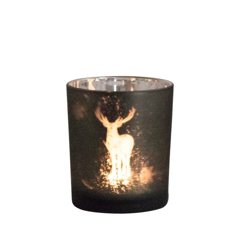 Skleněný svícen s motivem jelena S - Ø 7,3*8cm Mars & More - LaHome - vintage dekorace