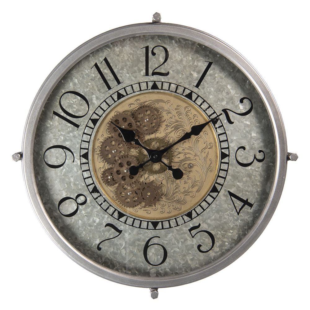 Velké kovové nástěnné hodiny s ozubenými kolečky – Ø 51*8 cm / 1*AA Clayre & Eef - LaHome - vintage dekorace