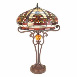 Hnědá stolní lampa Tiffany s okrasnou nohou Eye - Ø 42*59 cm E27/max 2*60W Clayre & Eef