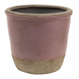 Růžovo-béžový keramický obal na květináč Pinae M - Ø 14*13 cm Clayre & Eef