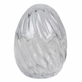 Skleněná úložná nádoba s víkem ve tvaru vajíčka - Ø 9*12 cm Clayre & Eef