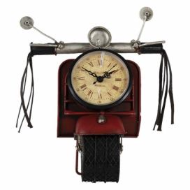 Červené kovové hodiny ve tvaru motorky - 19*12*25 cm Clayre & Eef