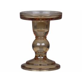 Karamelový skleněný svícen Pillar - Ø 8,5*11,5 cm Chic Antique