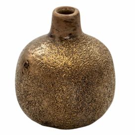 Hnědá keramická váza s bronzovou patinou Rain - Ø 9*9 cm Clayre & Eef