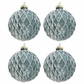 Modro-stříbrná vánoční koule (sada 4ks) - Ø 8cm Clayre & Eef