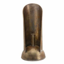 Zlatý antik kovový svícen na úzkou svíčku - Ø 16*35 cm Clayre & Eef