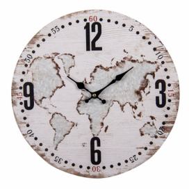 Nástěnné hodiny Gerardo s mapou - Ø 34*1 cm / 1*AA Clayre & Eef