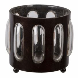 Kovovo skleněný svícen Bubble na čajovou svíčku - Ø 11*13 cm Clayre & Eef