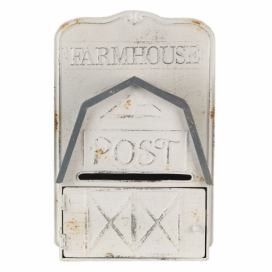 Bílo šedá retro poštovní schránka Farmhouse - 26*12*39 cm Clayre & Eef