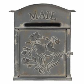 Šedá retro poštovní schránka Mail - 26*10*31 cm Clayre & Eef