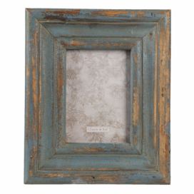 Tyrkysovo hnědý dřevěný fotorámeček - 30*3*25 cm / 13*18 cm Clayre & Eef LaHome - vintage dekorace