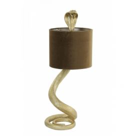 Zlatá stolní lampa va tvaru hada Snake s karamelovým stínidlem - 27*25*68cm / E27 Light & Living