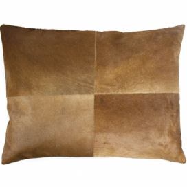 Hnědý kožený polštář s výrazným stehem Stitch Cow - 45*60*15cm Mars & More