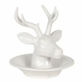 Bílá keramická miska s hlavou jelena - 23*23*23 cm Clayre & Eef