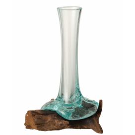 Skleněná úzká váza na kořenu dřeva Gamal S - 17*13*16 cm J-Line by Jolipa
