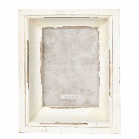 Vintage bílý fotorámeček s patinou - 20*4*25 cm / 13*18 cm Clayre & Eef LaHome - vintage dekorace