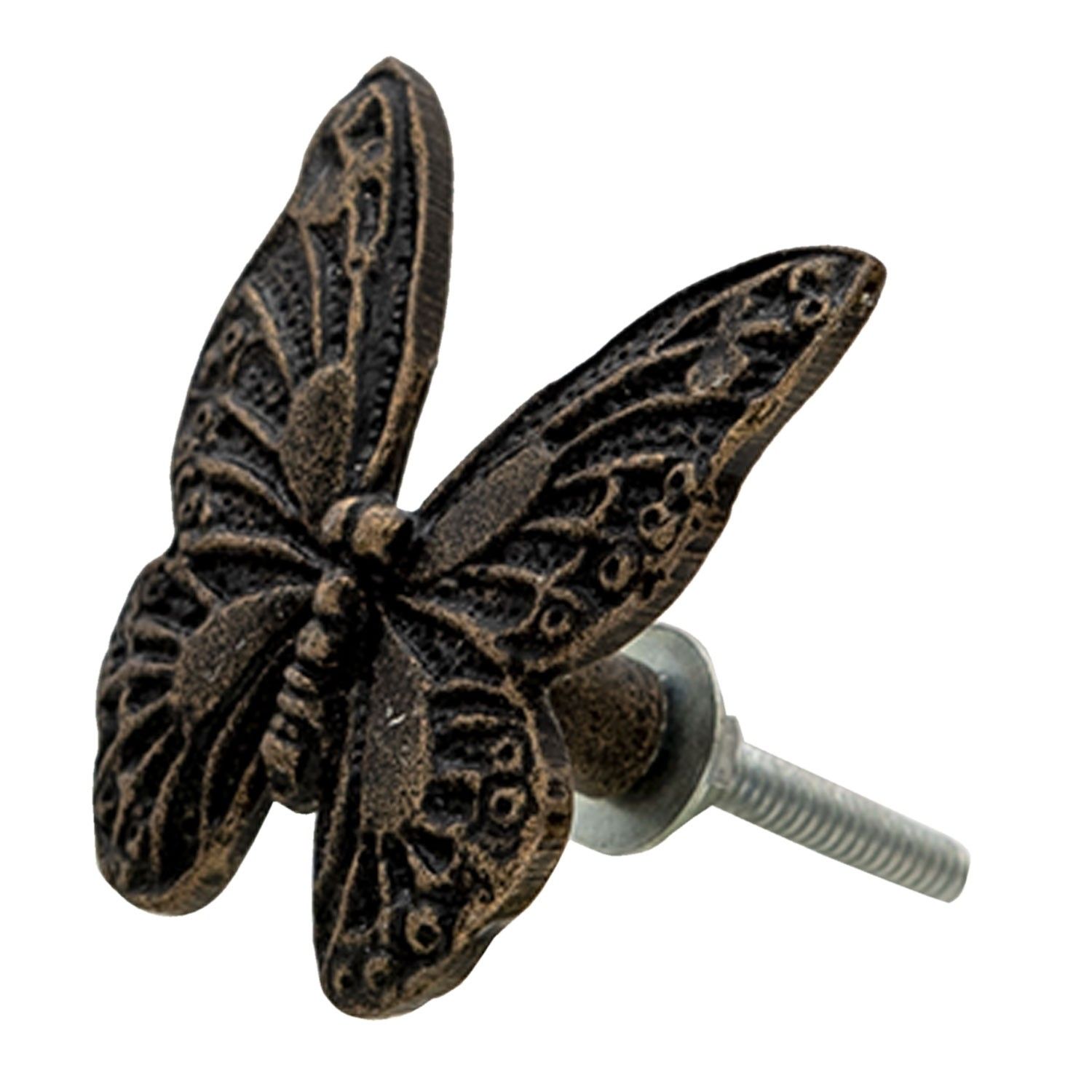 Sada 4 ks černá  kovová úchytka s patinou motýl Jordane - Ø 5*3*5 cm Clayre & Eef - LaHome - vintage dekorace