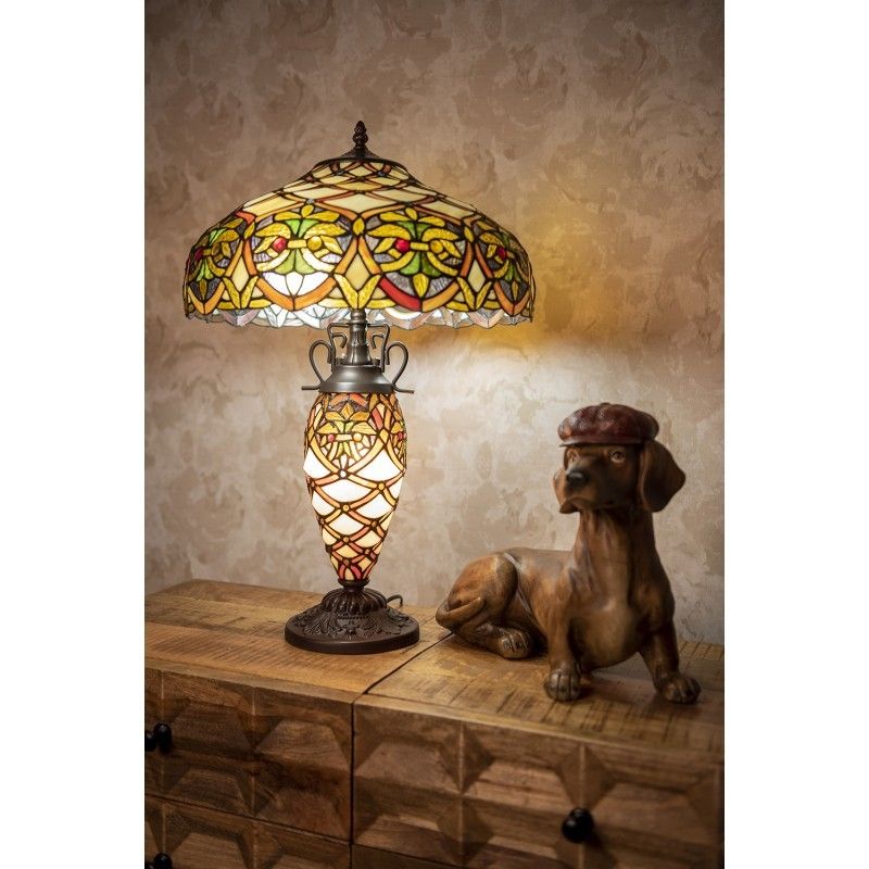 Stolní Tiffany lampa se svítící nohou Paterna - Ø 41*58 cm E27/max 2*60W Clayre & Eef - LaHome - vintage dekorace