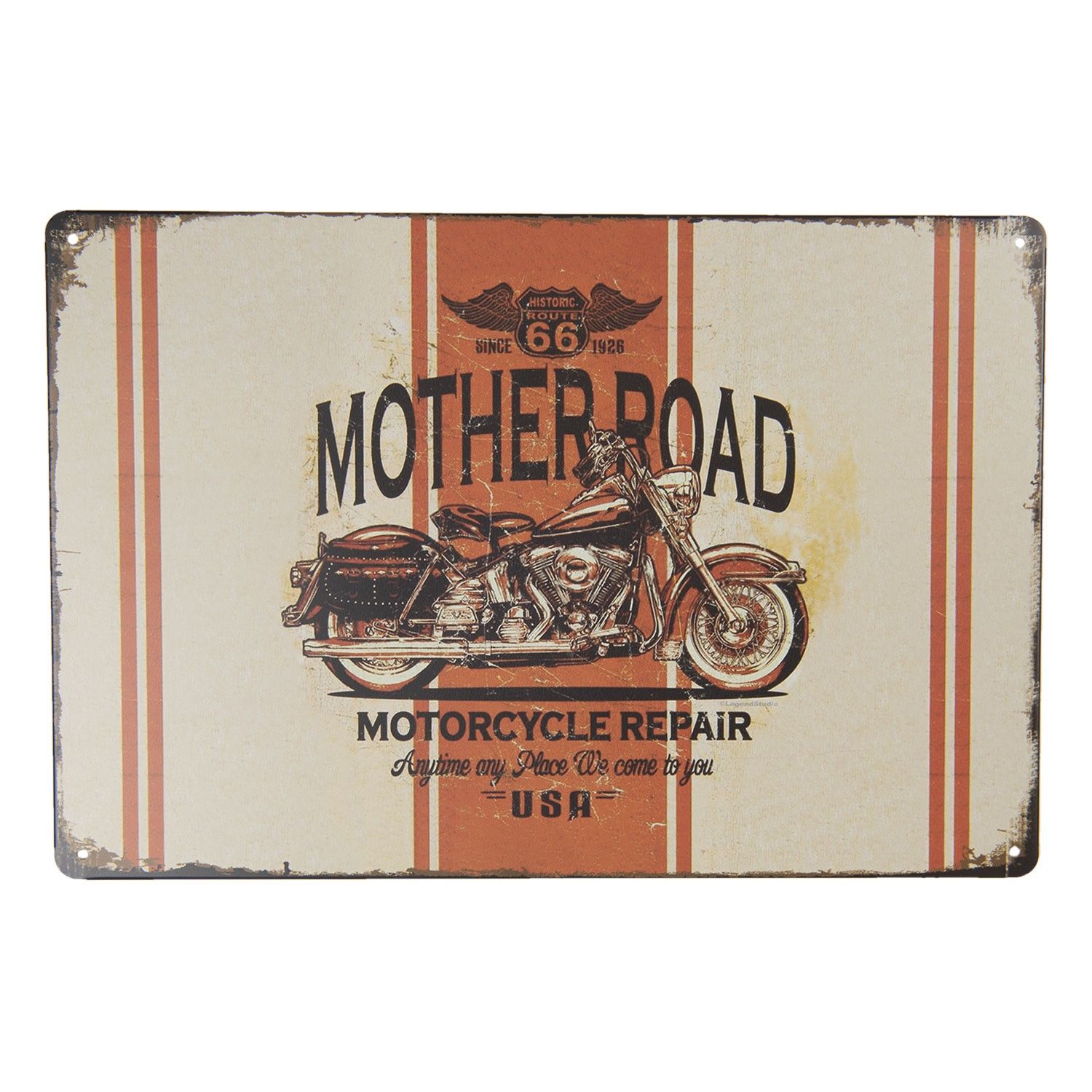 Nástěnná kovová cedule Mother Road - 30*20 cm Clayre & Eef - LaHome - vintage dekorace