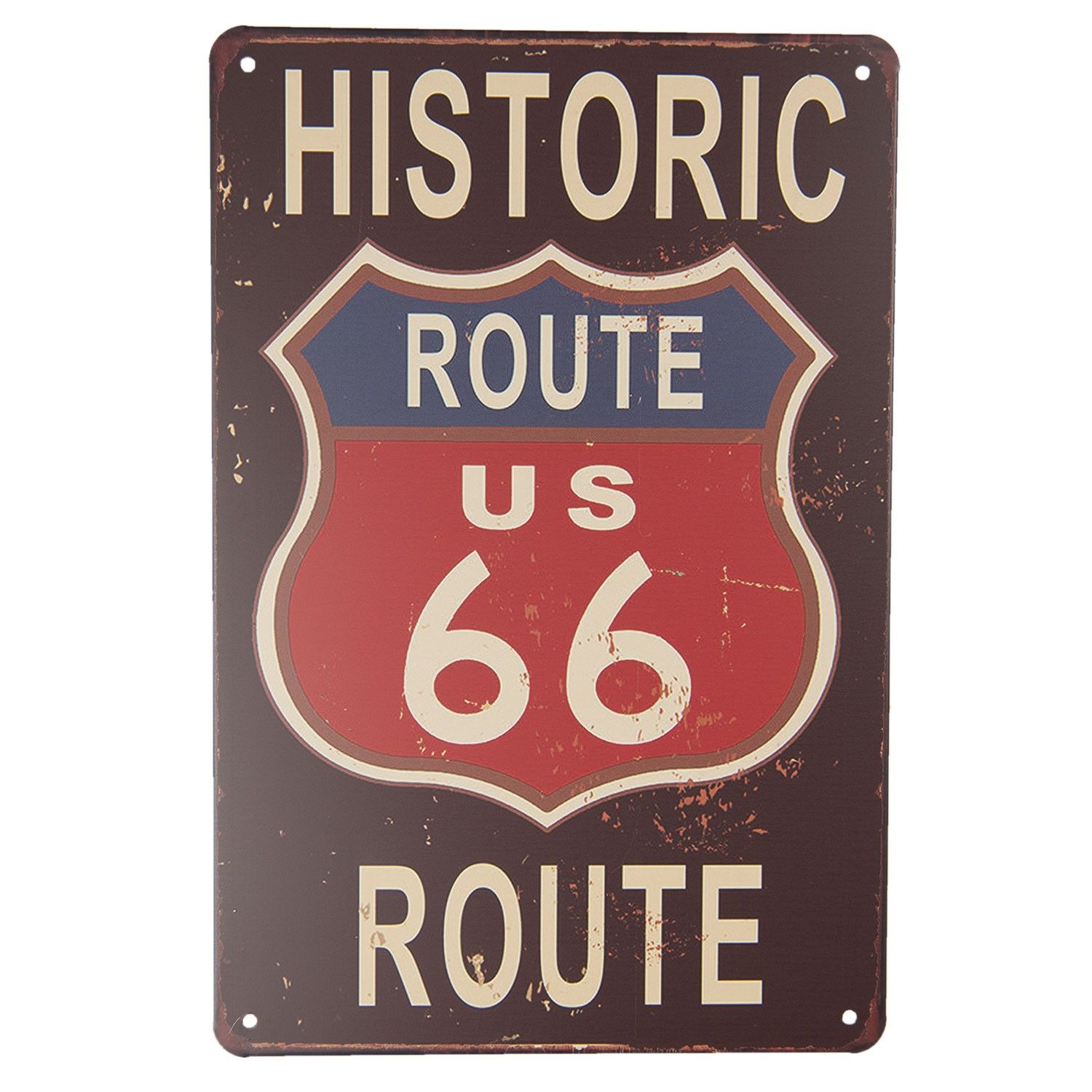 Nástěnná kovová cedule Historic route 66 - 20*30 cm Clayre & Eef - LaHome - vintage dekorace