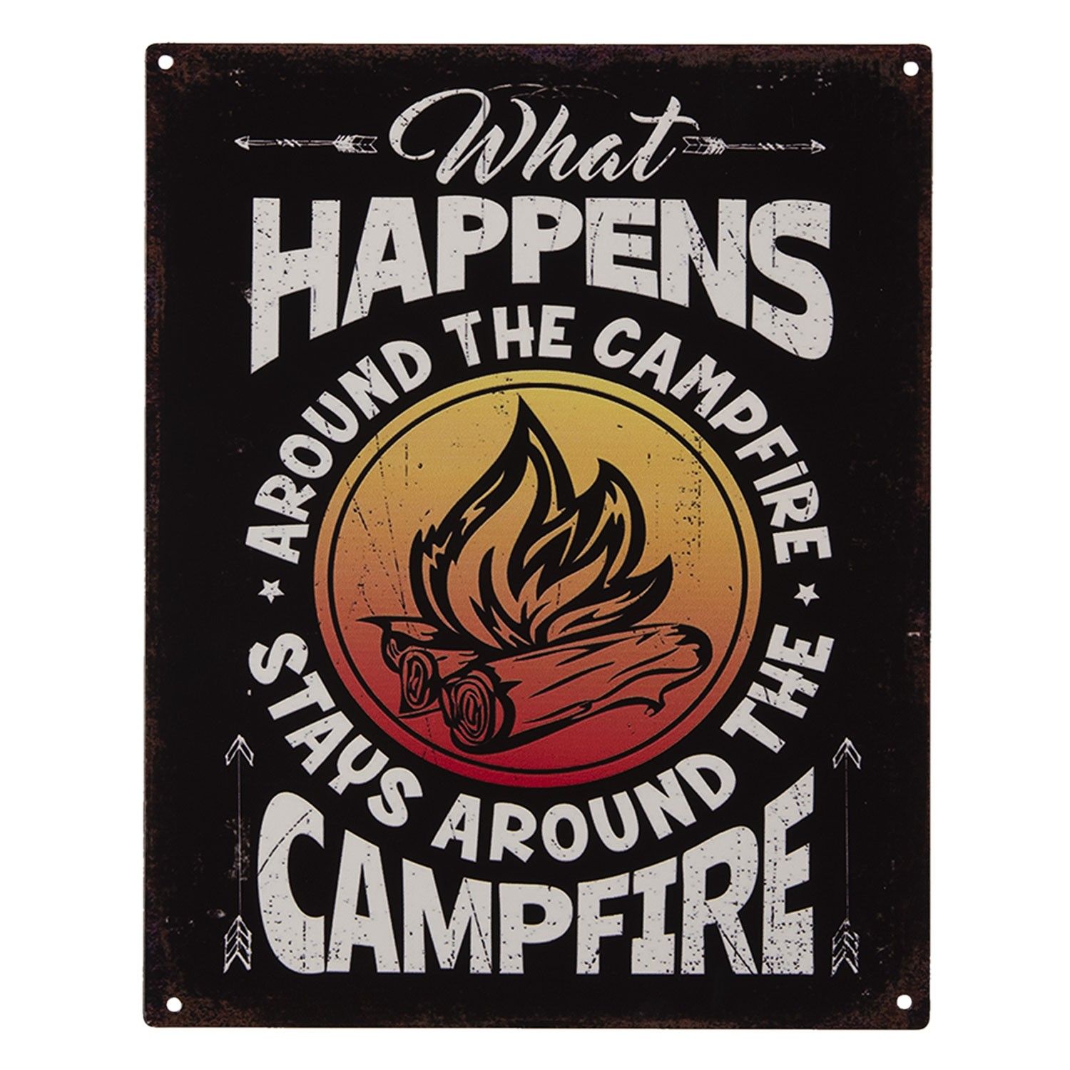 Nástěnná kovová cedule Happens Campfire - 25*20 cm Clayre & Eef - LaHome - vintage dekorace
