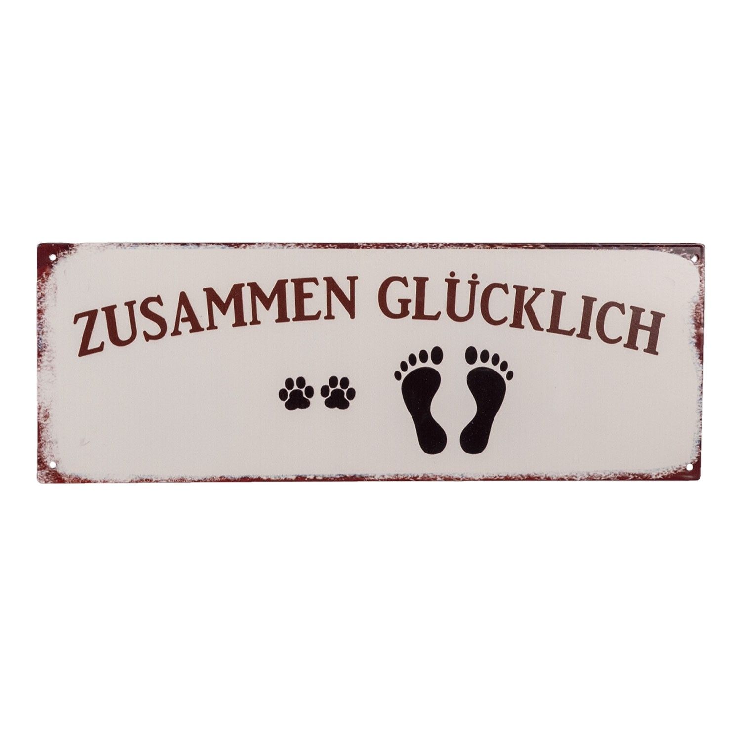 Nástěnná kovová cedule Zusammen Glücklich - 36*13 cm Clayre & Eef - LaHome - vintage dekorace