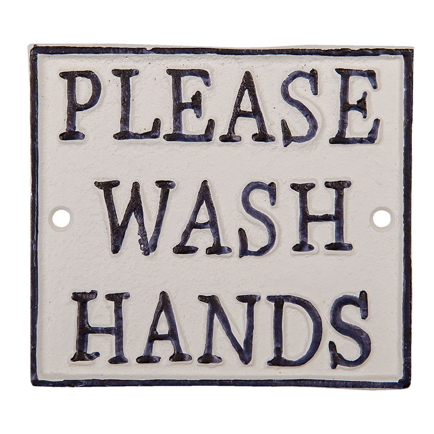Nástěnná litinová cedule Wash hands - 11*10 cm Clayre & Eef - LaHome - vintage dekorace