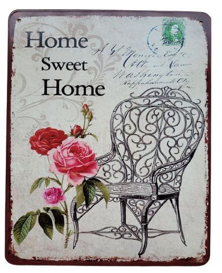 Nástěnná kovová cedule Home sweet Home - 20*25 cm Ostatní - LaHome - vintage dekorace