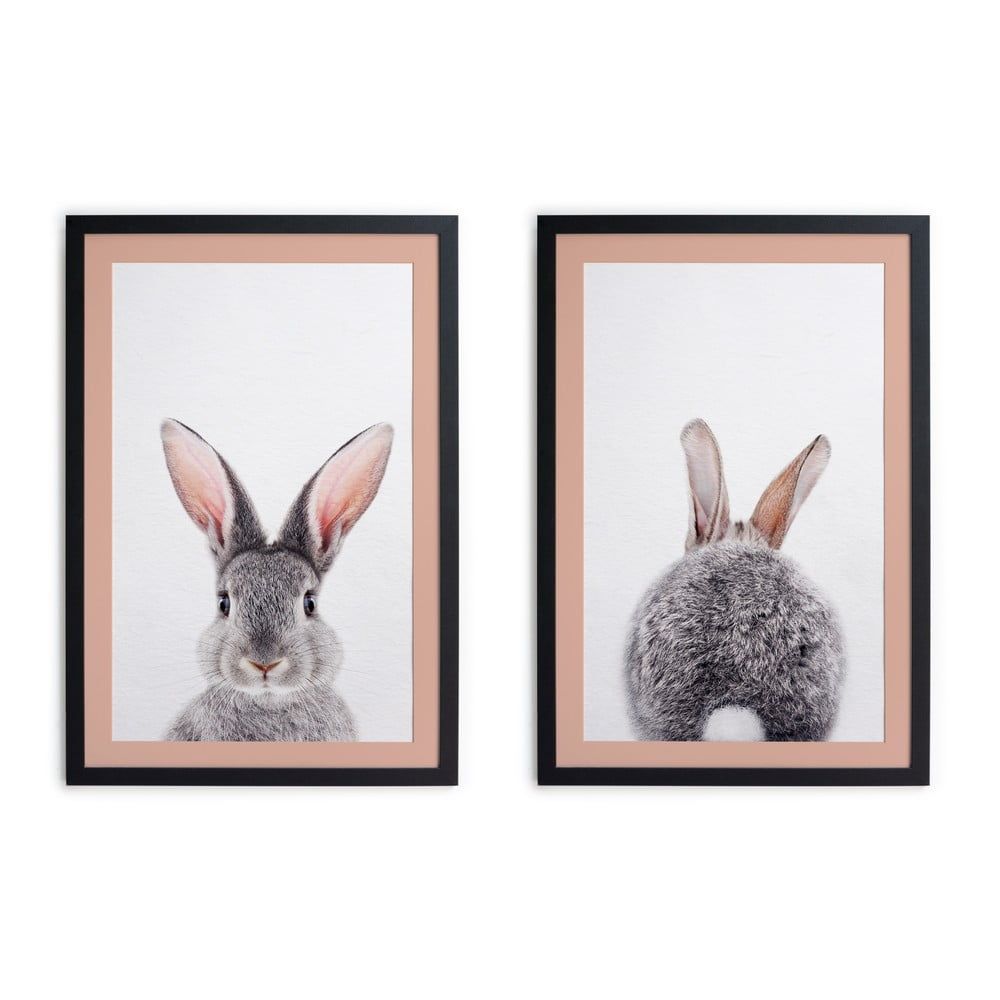 Sada 2 obrazů v černém rámu Madre Selva Rabbit, 30 x 40 cm - Bonami.cz