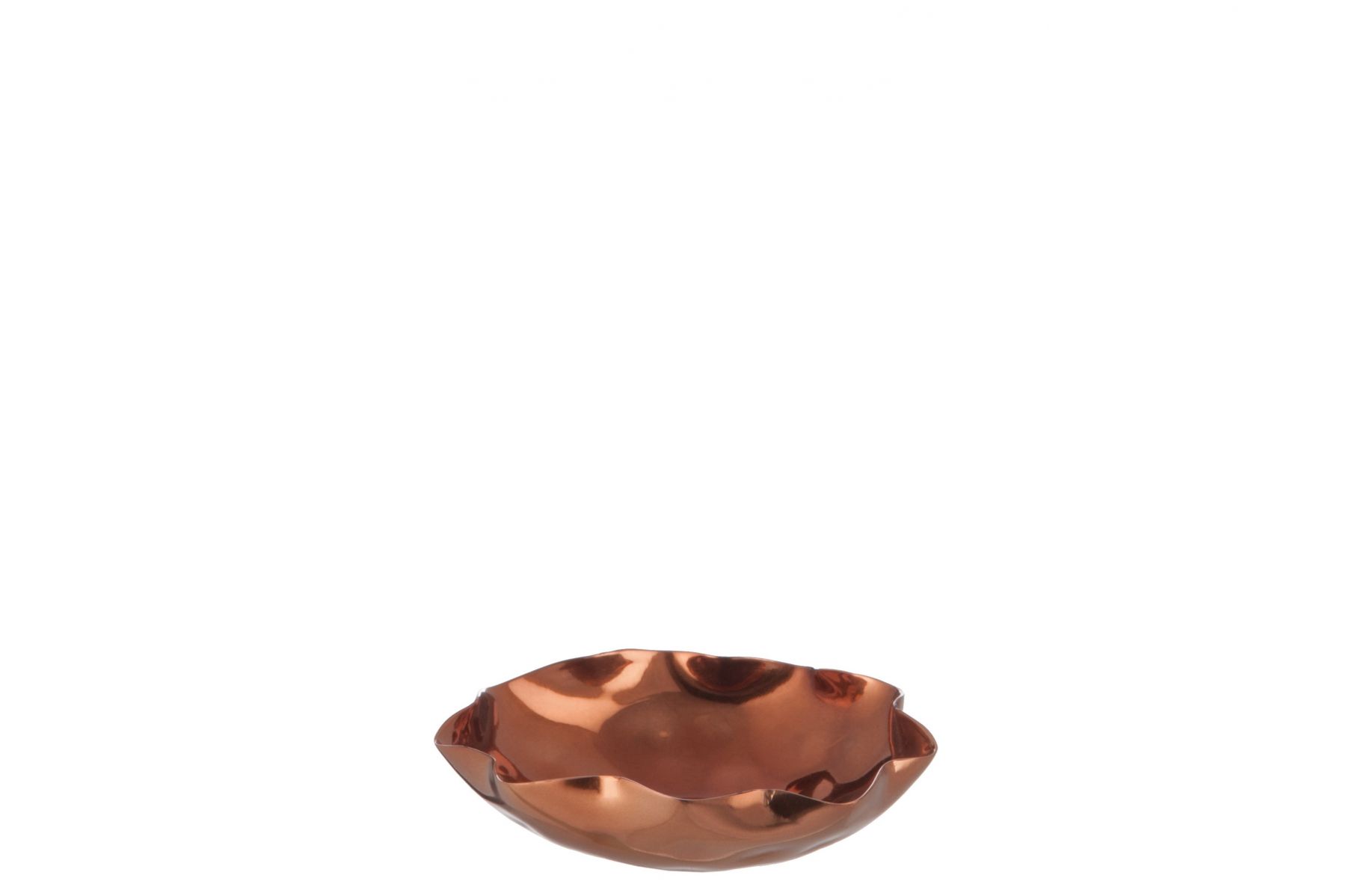 Vlnitá hliníková miska pod čajovou svíčku v barvě mědi - 11,5*11,5*2,5 cm J-Line by Jolipa - LaHome - vintage dekorace
