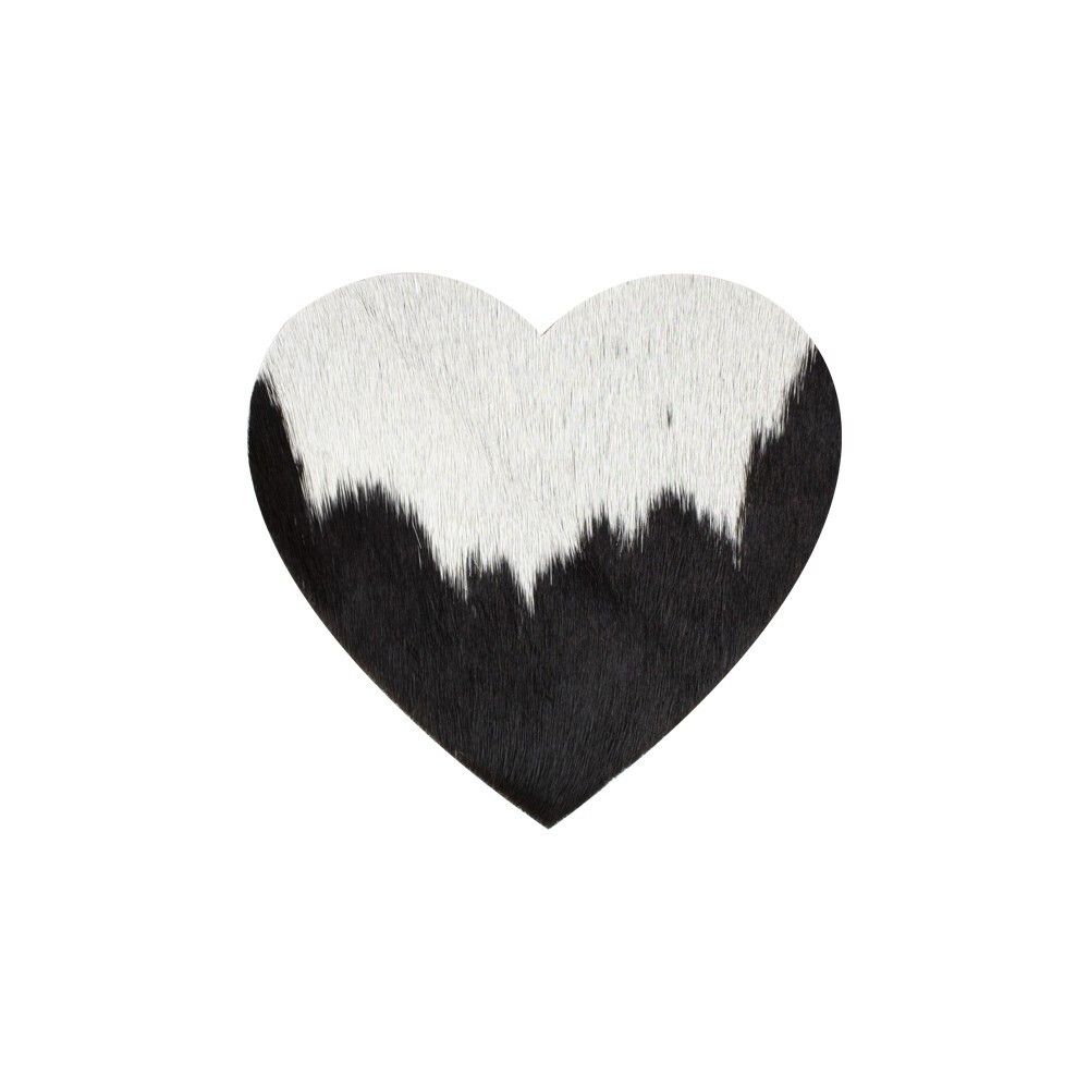 Bílo-černý podtácek srdce Love z hovězí kůže Black - 14*14*0,3 cm Mars & More - LaHome - vintage dekorace