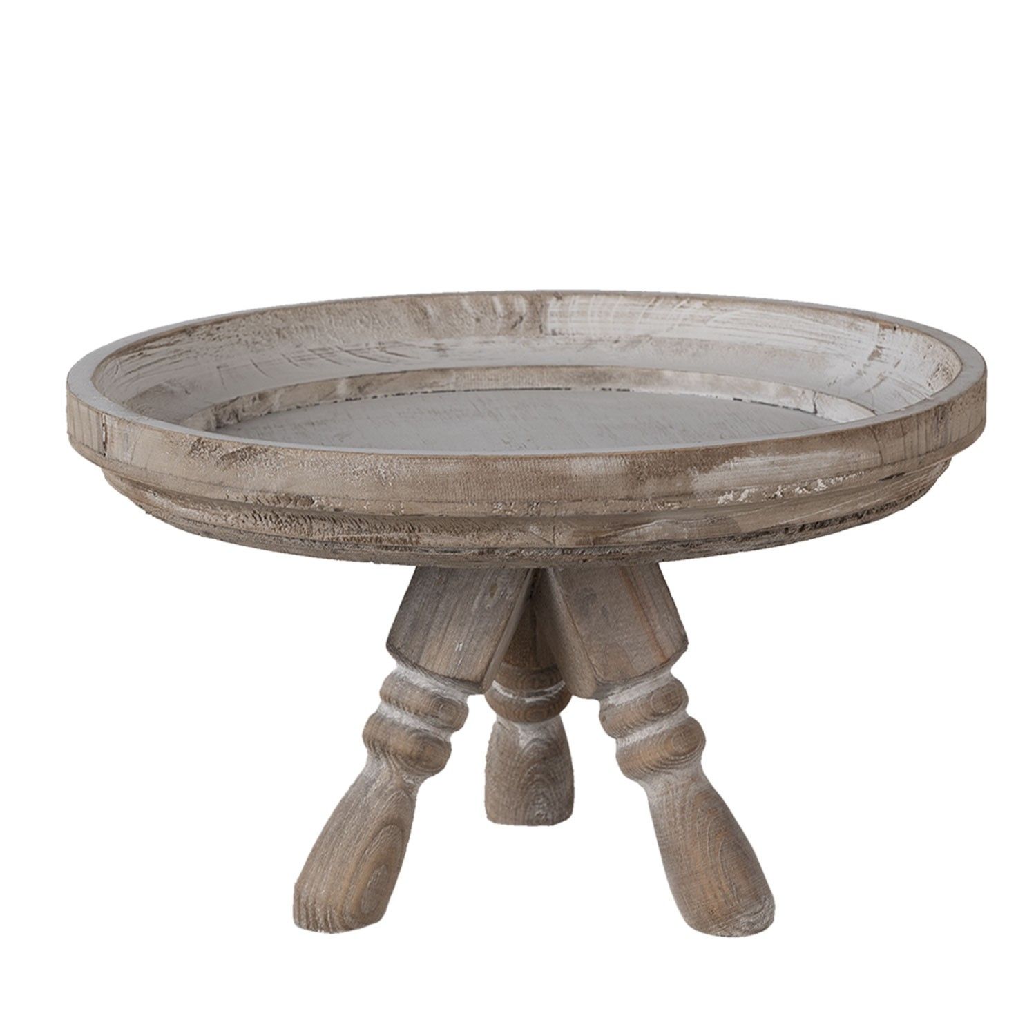 Hnědý dřevěný dekorativní odkládací stolík/etažér - Ø 30*18 cm Clayre & Eef - LaHome - vintage dekorace