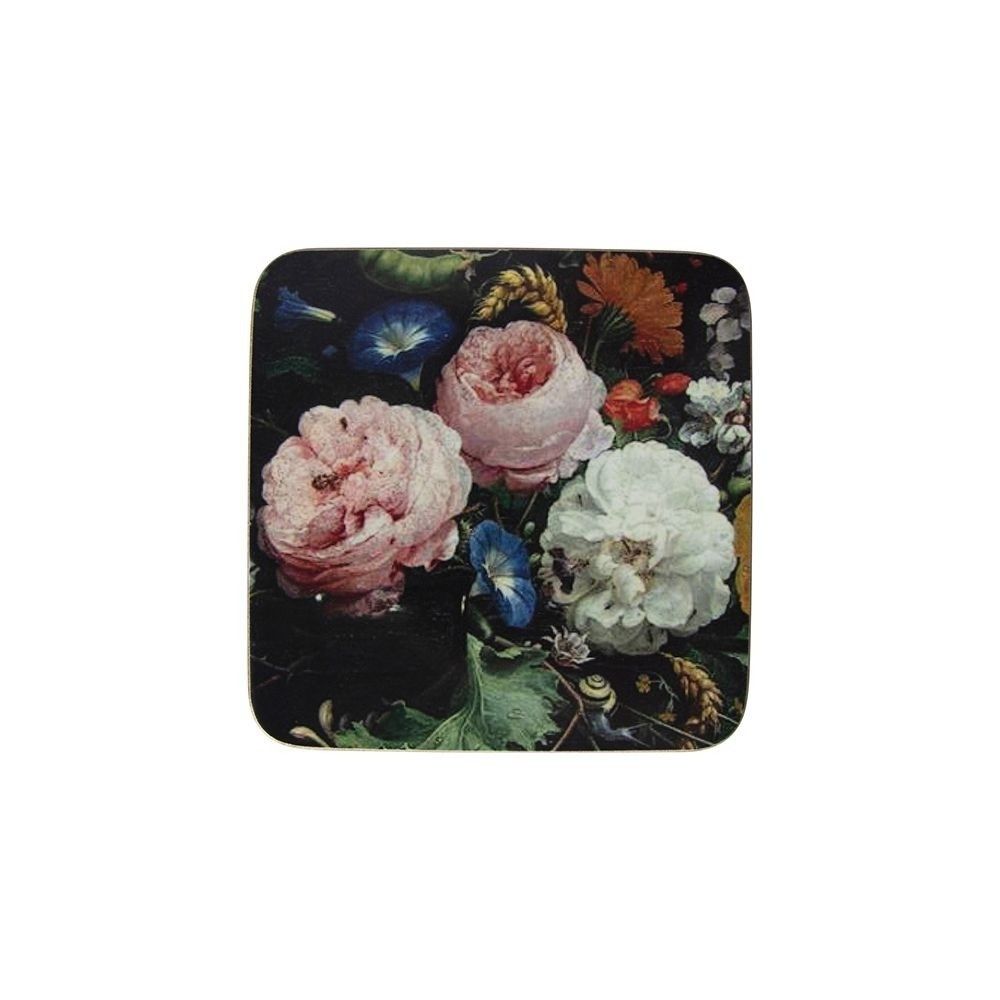 6ks pevné korkové podtácky s květy Jan Davidsz - 10*10*0,4cm Mars & More - LaHome - vintage dekorace