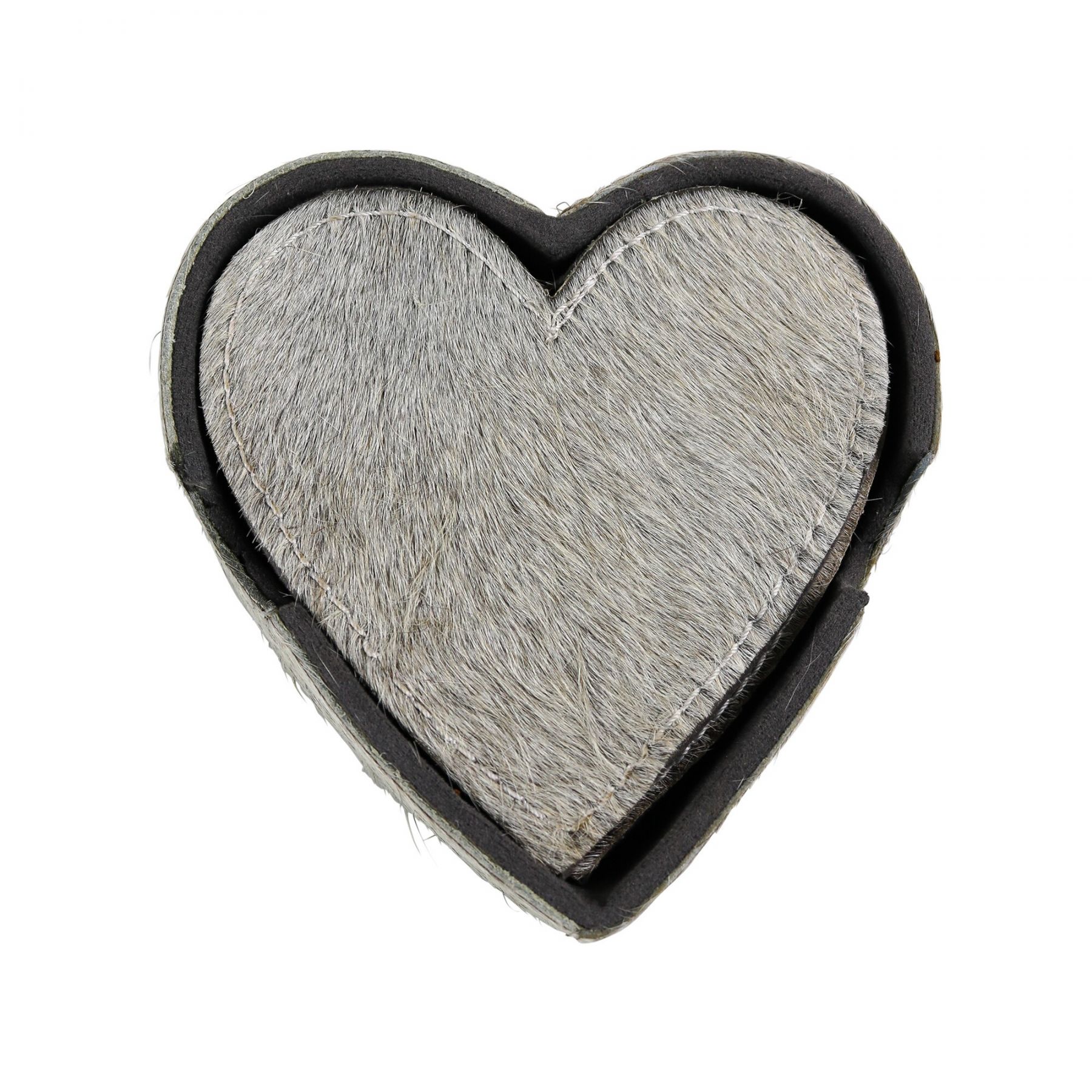 Sada 4ks kožených podtácků ve tvaru srdce Heart grey - 13*13*3 cm Mars & More - LaHome - vintage dekorace