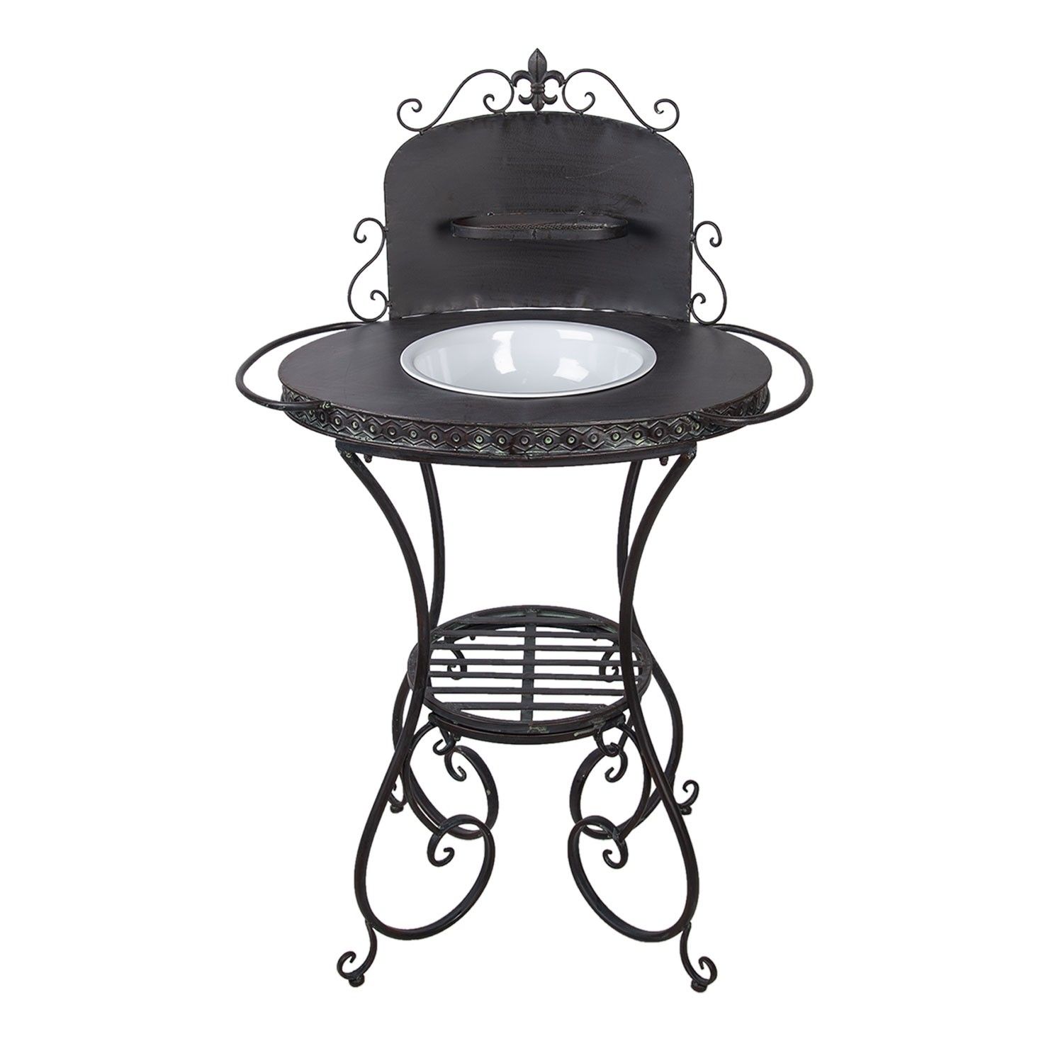 Tmavý kovový stojan ve vintage stylu na umyvadlo - 75*49*116 cm Clayre & Eef - LaHome - vintage dekorace