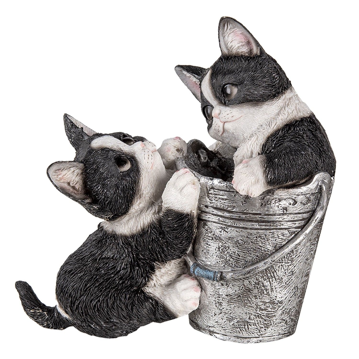 Dekorativní soška koťátek v kbelíku - 23*13*18 cm Clayre & Eef - LaHome - vintage dekorace