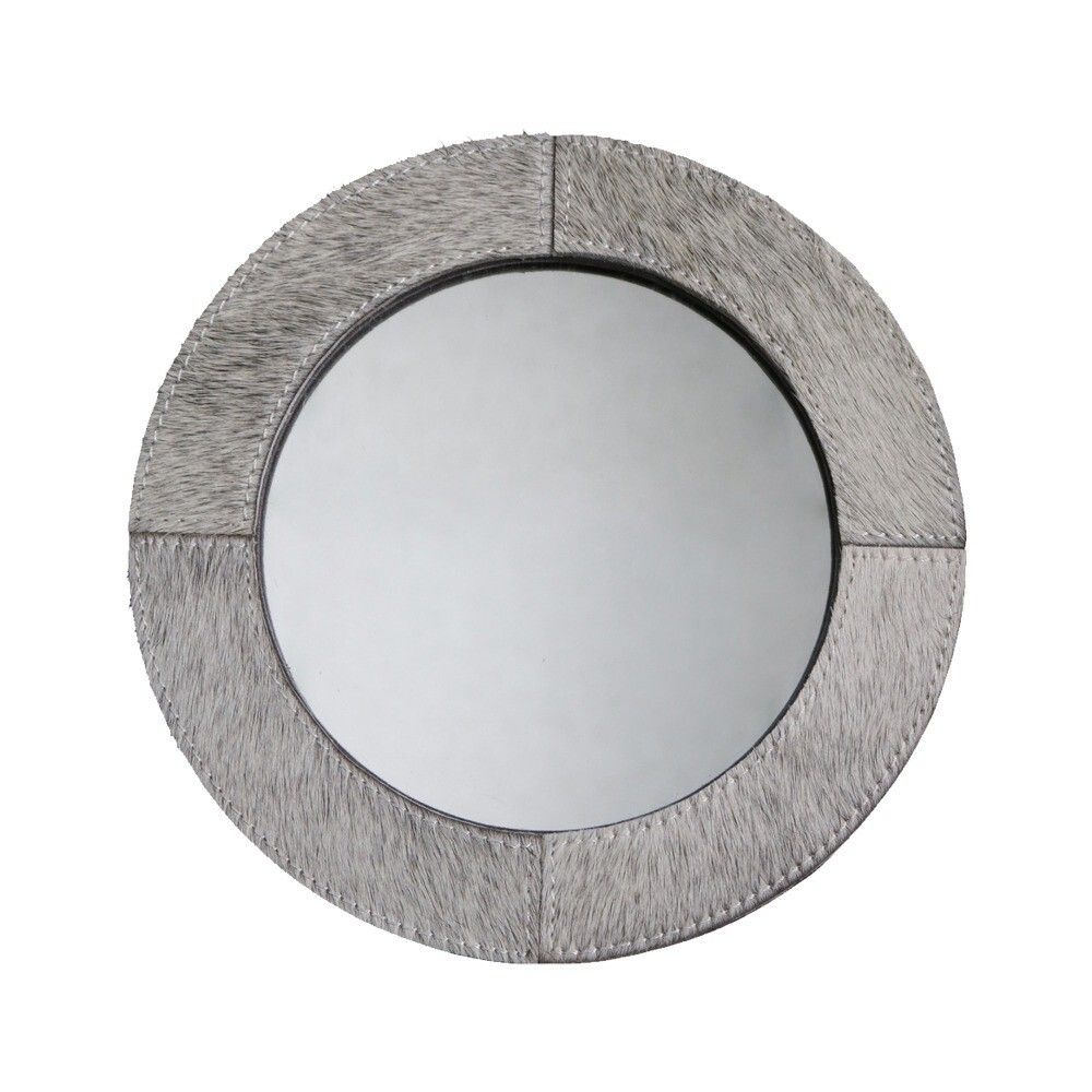Stolní zrcadlo Minna s lemováním z hovězí kůže šedé - 25*13*25cm Mars & More - LaHome - vintage dekorace
