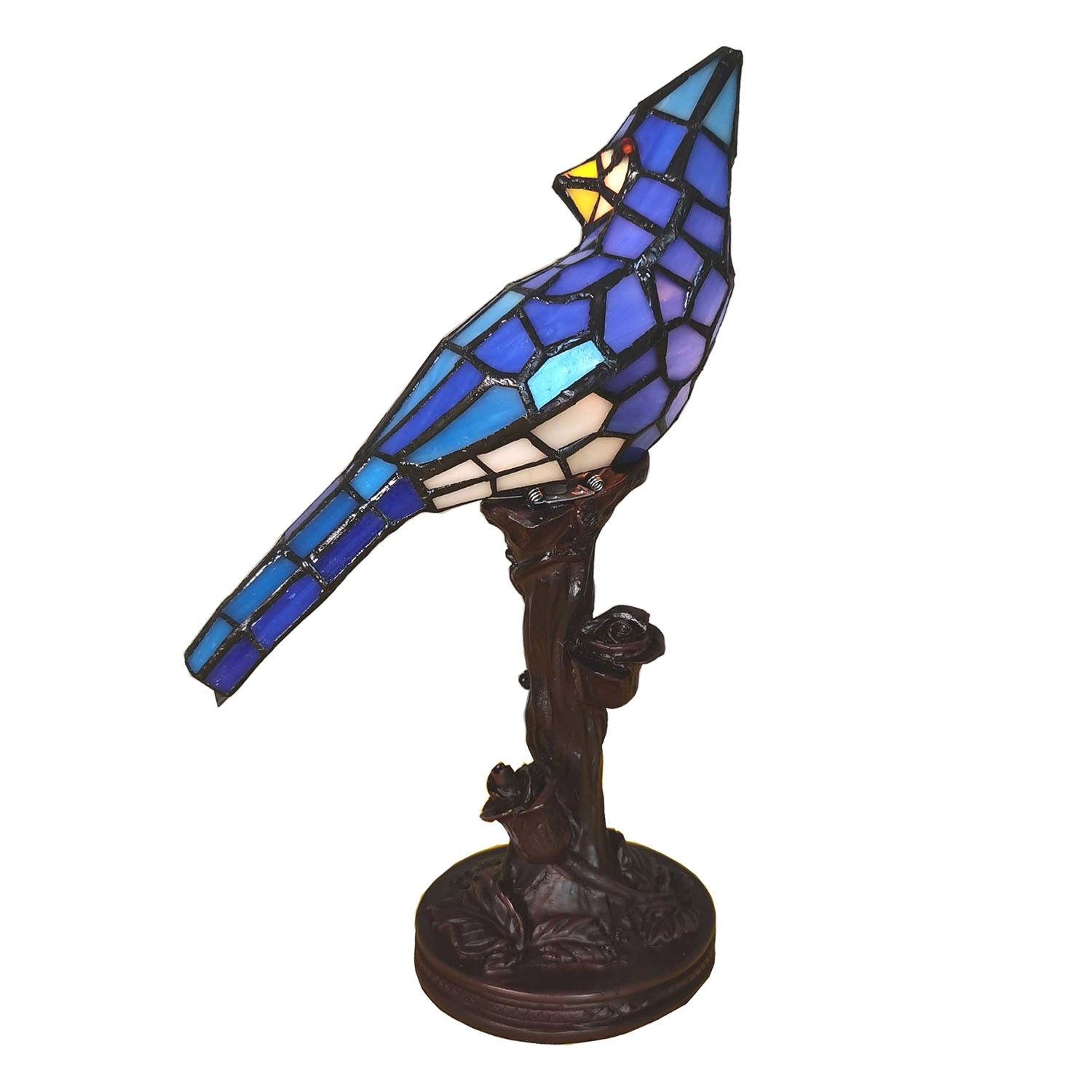 Stolní lampa Tiffany Blue Parrot - 15*12*33 cm E14/max 1*25W Clayre & Eef - LaHome - vintage dekorace