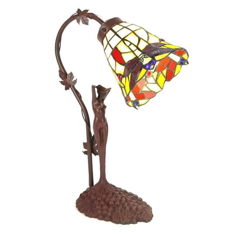 Stolní lampa Tiffany květ s dekorací ženy Womien - 15*9*21 cm E14/max 1*25W Clayre & Eef - LaHome - vintage dekorace
