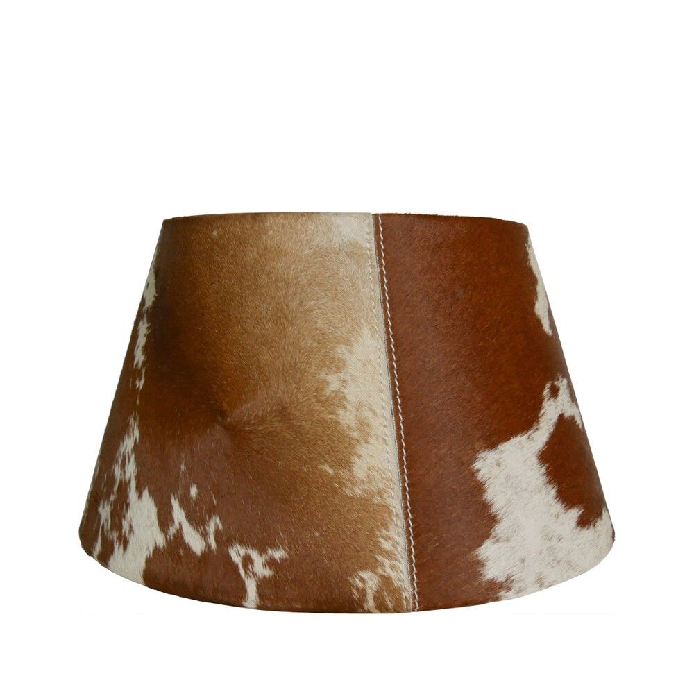 Stínidlo na lampu z hovězí kůže - hnědo bílá - 20*30* h 18,5cm Mars & More - LaHome - vintage dekorace